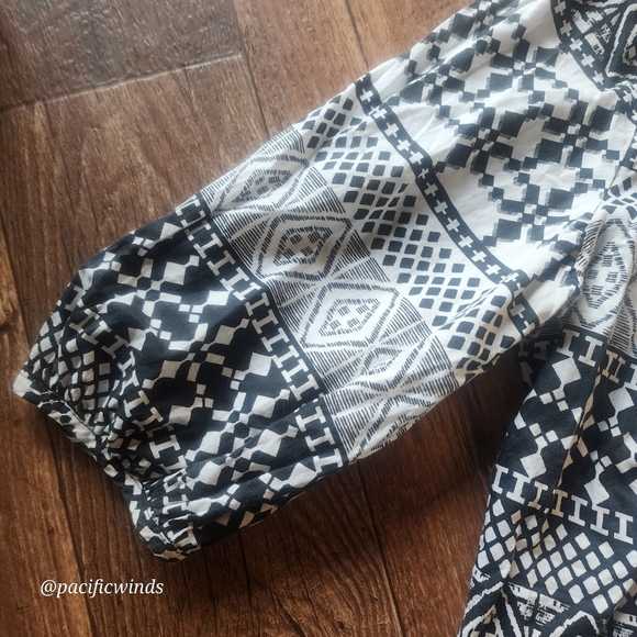 2/$25 MOSSIMO 3/4 SLEEVE BLACK & WHITE PATTERNED BLOUSE 100% COTTON XXXL - Picture 6 of 11